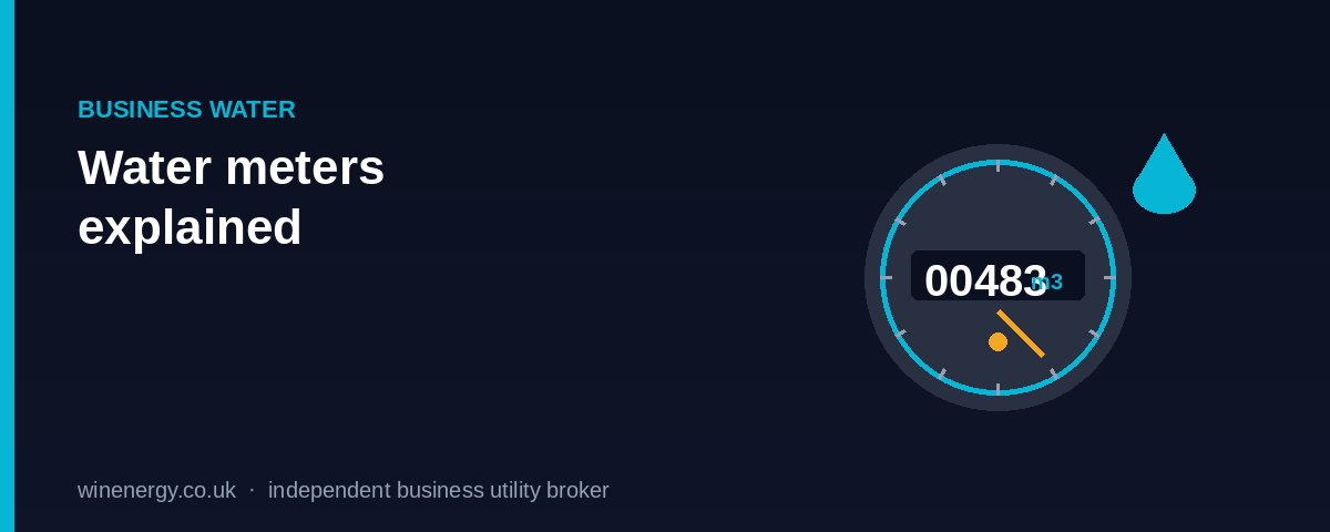 Illustration of a business water meter dial showing a cubic-metre reading